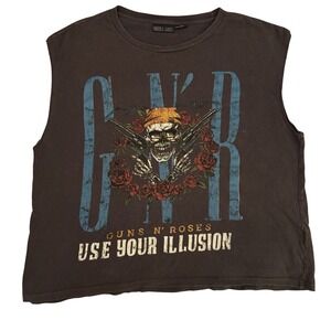 Guns N Roses Use Your Illusion Muscle Tee Mens Large Charcoal Gray Band Shirt L
